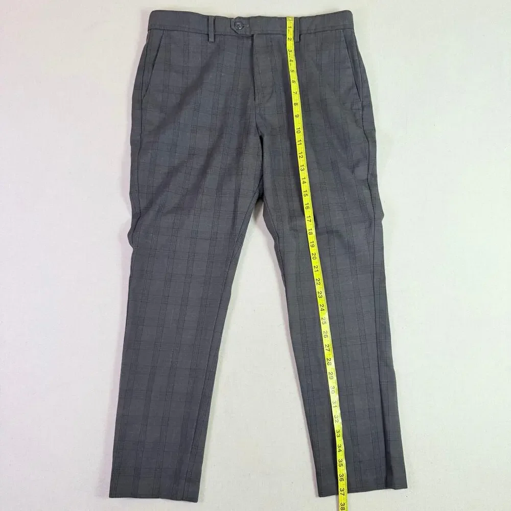 Banana Republic Slim Tapered Gray Plaid Pants Mens 32x30 Preppy Grunge Gothic